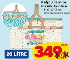 KUPLU TERMOS PİKNİK ÇANTASI 34X24X27.5 CM 20 LİTRE